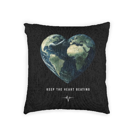 Keep the Heart Beating Earth Day Heart Environment Woven Pillows