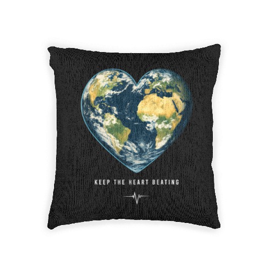 Keep the Heart Beating Environment Earth Earth Day Woven Pillows