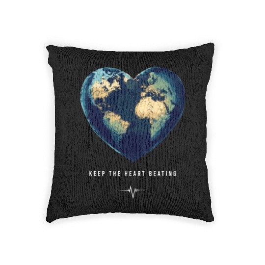 Keep the Heart Beating Earth Earth Day Environment Woven Pillows