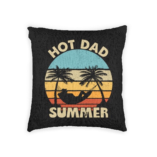 Hot Dad Summer Vintage Retro Sunset Woven Pillows