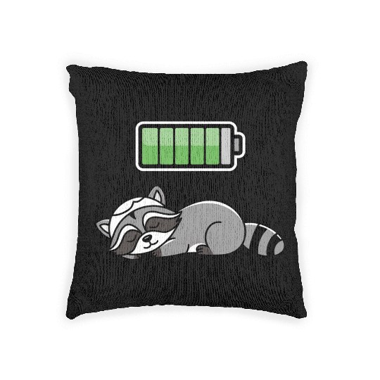 Racoon Sleeping Recharging Night Bedtime Woven Pillows