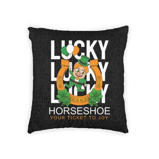 Lucky horseshoe your ticket to joy Woven Pillows