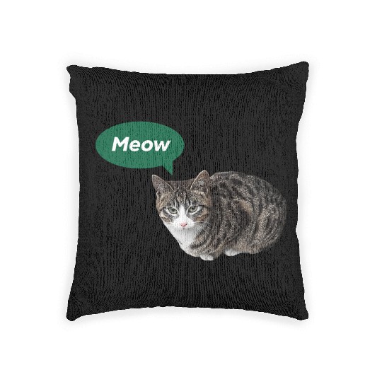 Meow, Cute Cat Design Woven Pillows
