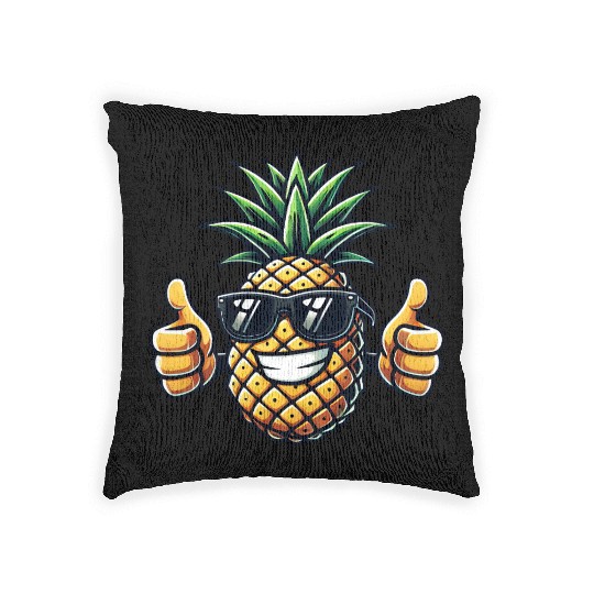 Fruity Pineapple Cool Sunglasses Tropical Fruit Woven Pillows