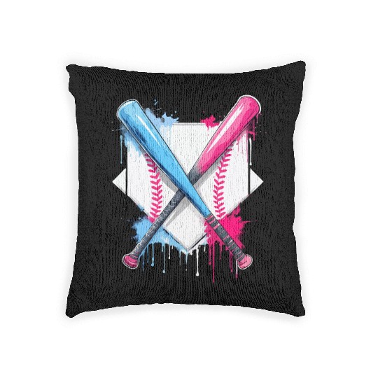 Ice Cream Drip Baseball Bat Baseball Player Woven Pillows