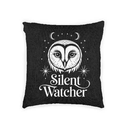 Silent Watcher Cottagecore Owl Design Woven Pillows