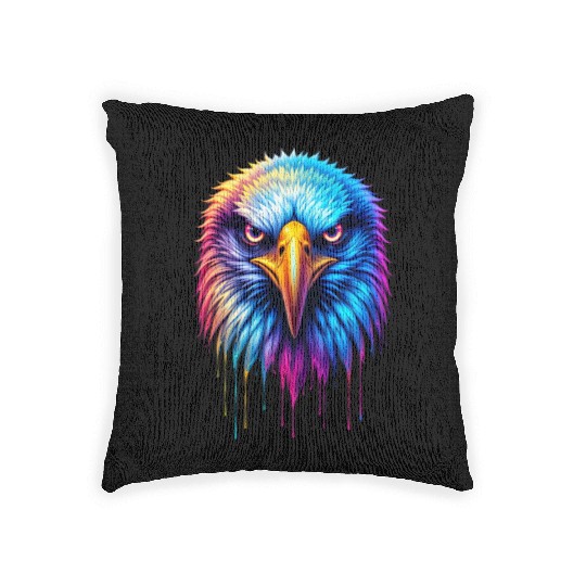 Hyper-Realistic Neon Graffiti Eagle Face –Product Woven Pillows