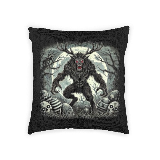 Wendigo Monster Deer Easter Werewolf Creepy Woven Pillows