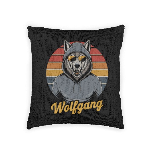 Wolfgang Woven Pillows Vintage Wolf Sunglasses Graphic
