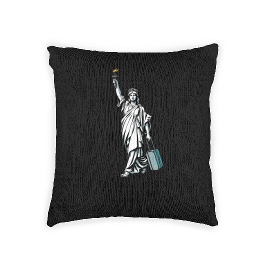 Funny Statue of Liberty USA America Sarcasm Woven Pillows
