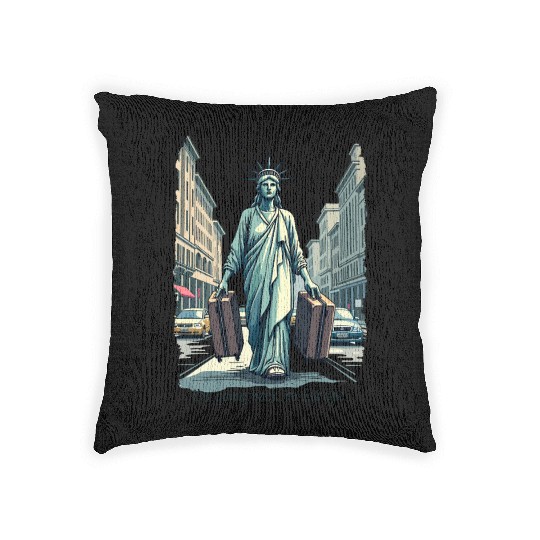 Funny Statue of Liberty USA America Sarcasm Woven Pillows
