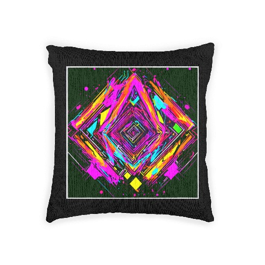 Neon Colors Vintage Party Rave Woven Pillows