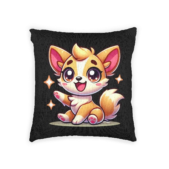 Charming Fox Cub Cartoon Design Woven Pillows