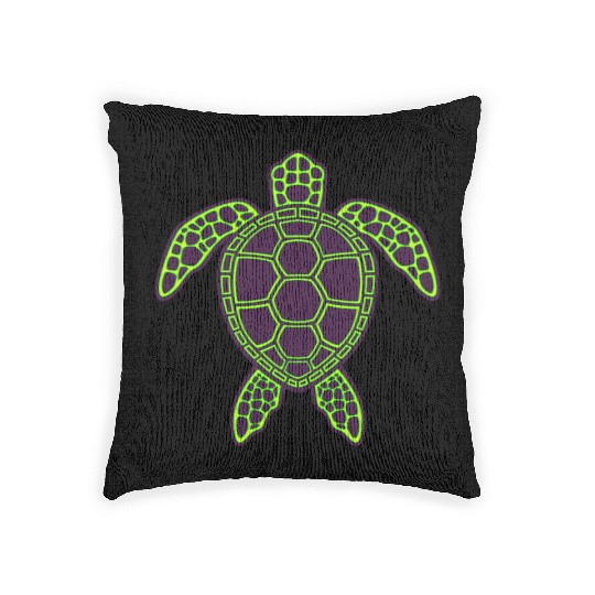 Green Neon Lava Sea Turtle Design Woven Pillows
