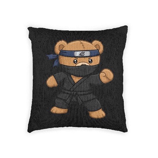 Teddy bear ninja Woven Pillows