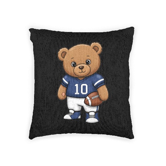 Teddy bear football player Woven Pillows