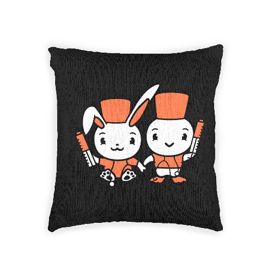 Rabbit Bird Chick Doctor Syringe Team 2 Friends Woven Pillows