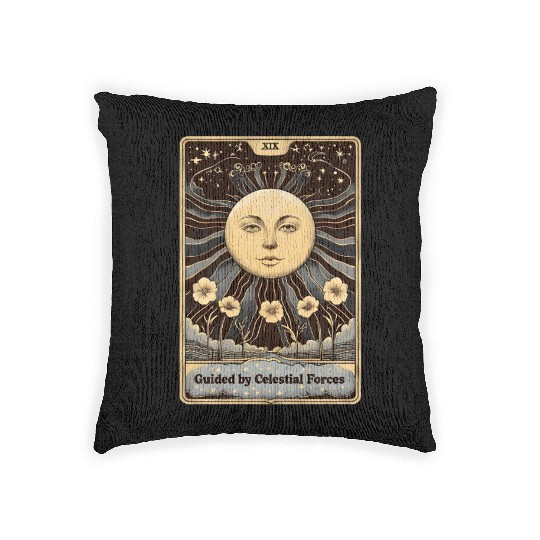 Vintage Tarot Card The Planet Woven Pillows
