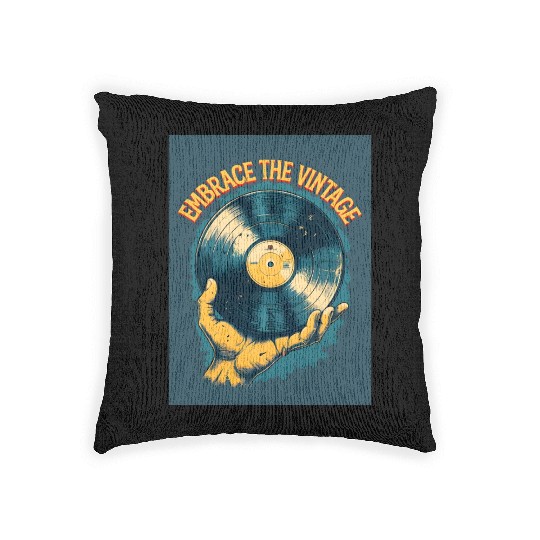 Retro Vinyl Record Held Woven Pillows