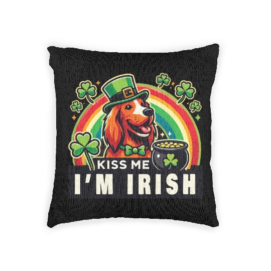 Kiss Me I'm Irish Dog St. Patrick's Day Woven Pillows