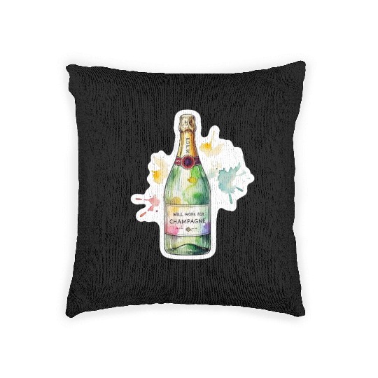 Funny Will Work For Champagne Bubbly Wedding Bride Woven Pillows