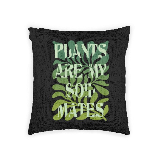Plants Are My Soulmates – Deep Green Leaf Print Woven Pillows