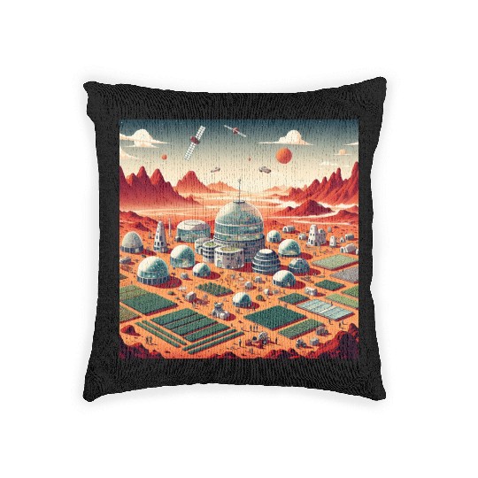 Town on Mars Woven Pillows