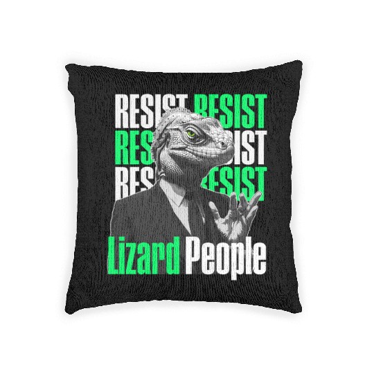Resist Reptilians Lizard People Woven Pillows