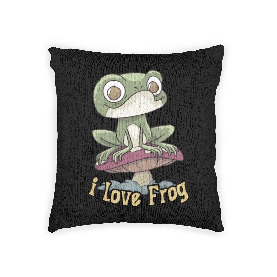 i love frog Woven Pillows