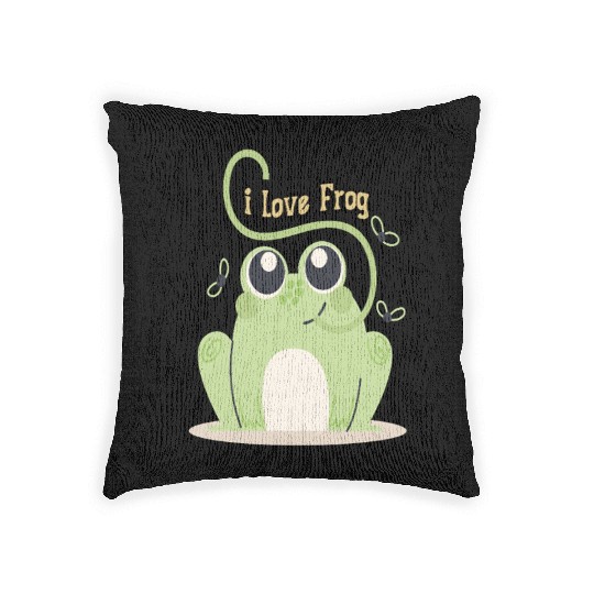 i love frog Woven Pillows
