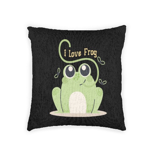 i love frog Woven Pillows