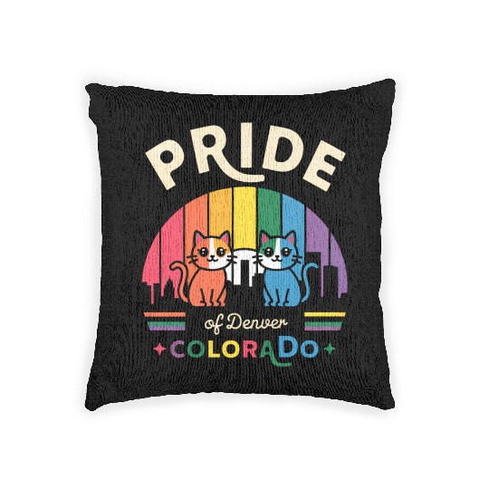 Pride of Dallas City Texas USA Rainbow Flag Woven Pillows
