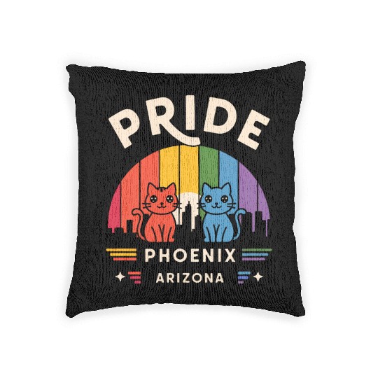 Pride of Phoenix City Arizonna USA Rainbow Flag Woven Pillows