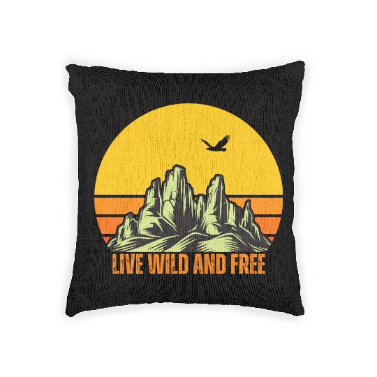 Mountain Sunset with Eagle and Quote Woven Pillows