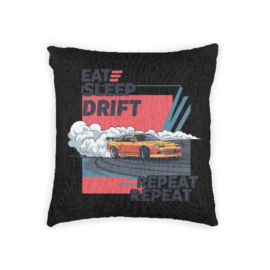 Eat Sleep Drift Repeat Woven Pillows – Neon JDM Car Raci