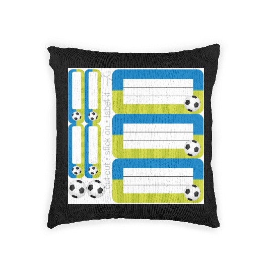 DIY School Sticker Set - Soccer - Blue Green - 9 Woven Pillows