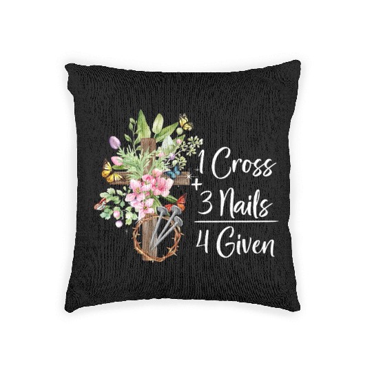 1 Cross 3 Nails 4 Given Christian He is Risen Woven Pillows