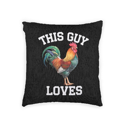 This Guy Loves Cock Chicken Bird Funny Gay Woven Pillows