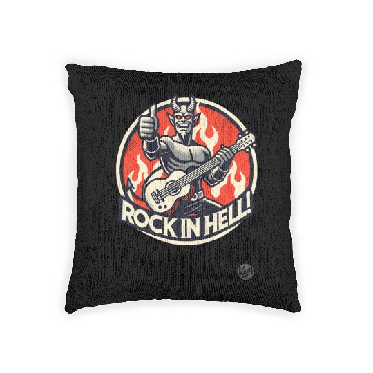 Rock in Hell Guitar Demon Woven Pillows