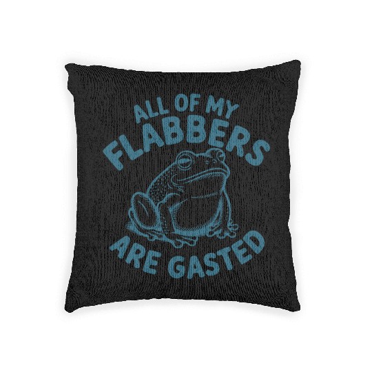 Funny Frog Meme – All of My Flabbers Are Gasted Woven Pillows