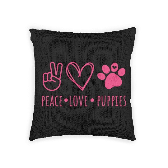 Peace Love Puppies Woven Pillows