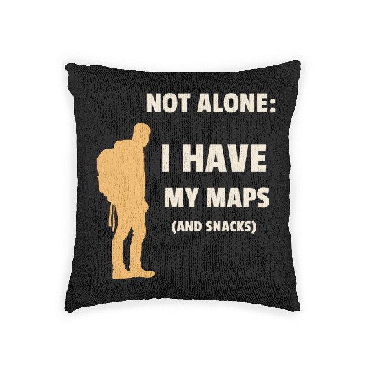 Solo traveler: I have my maps and snacks Woven Pillows