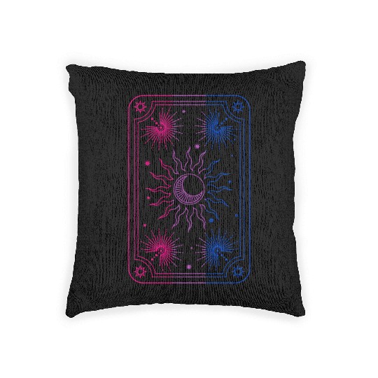 Mystical Tarot Card Sun in Bisexual Flag Colors Woven Pillows