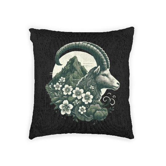 Capricorn Zodiac Sign - Mountain Goat Astrology Woven Pillows