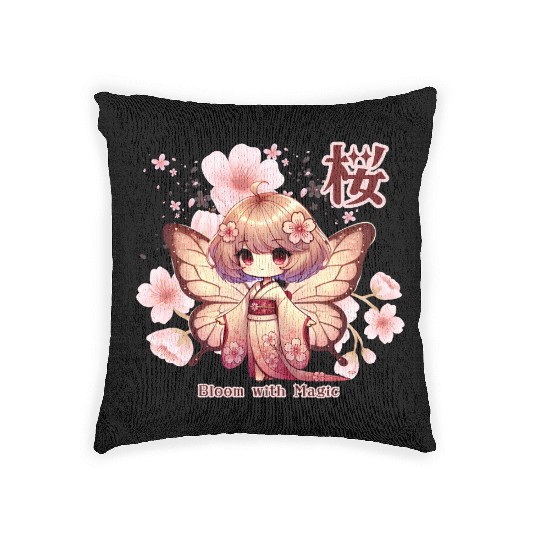 Bloom with Magic - Kawaii Sakura Fairy Woven Pillows