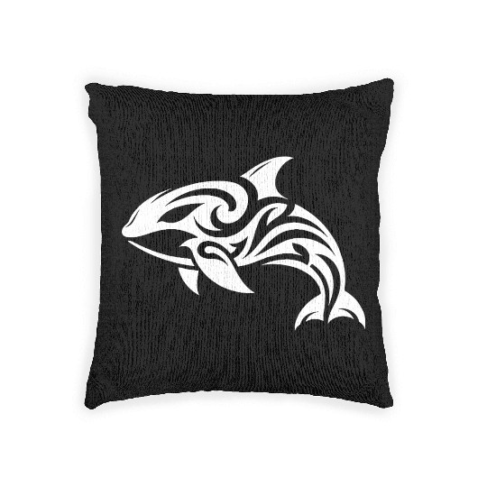 Sleek Elegant Orca T Tattoo Style Woven Pillows