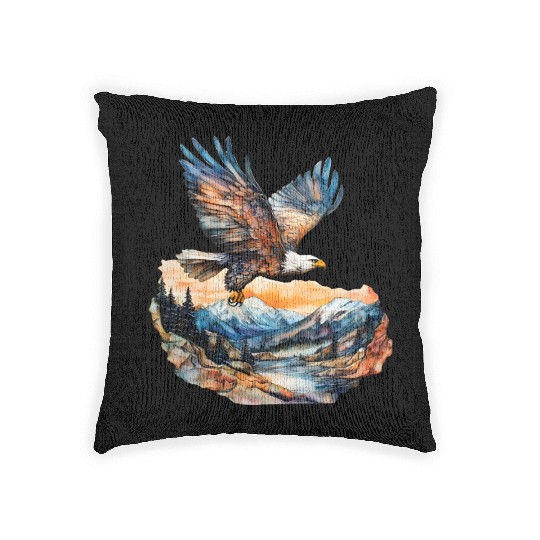 Eagle Watercolor Illustration Woven Pillows