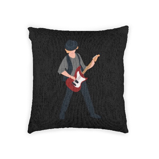 stylish guitar-playing man design Woven Pillows
