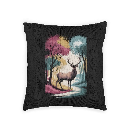 Deer in the forest 5 Woven Pillows