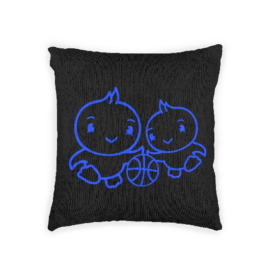 2 Birds Playing Basketball Together Fun Sport Cute Woven Pillows